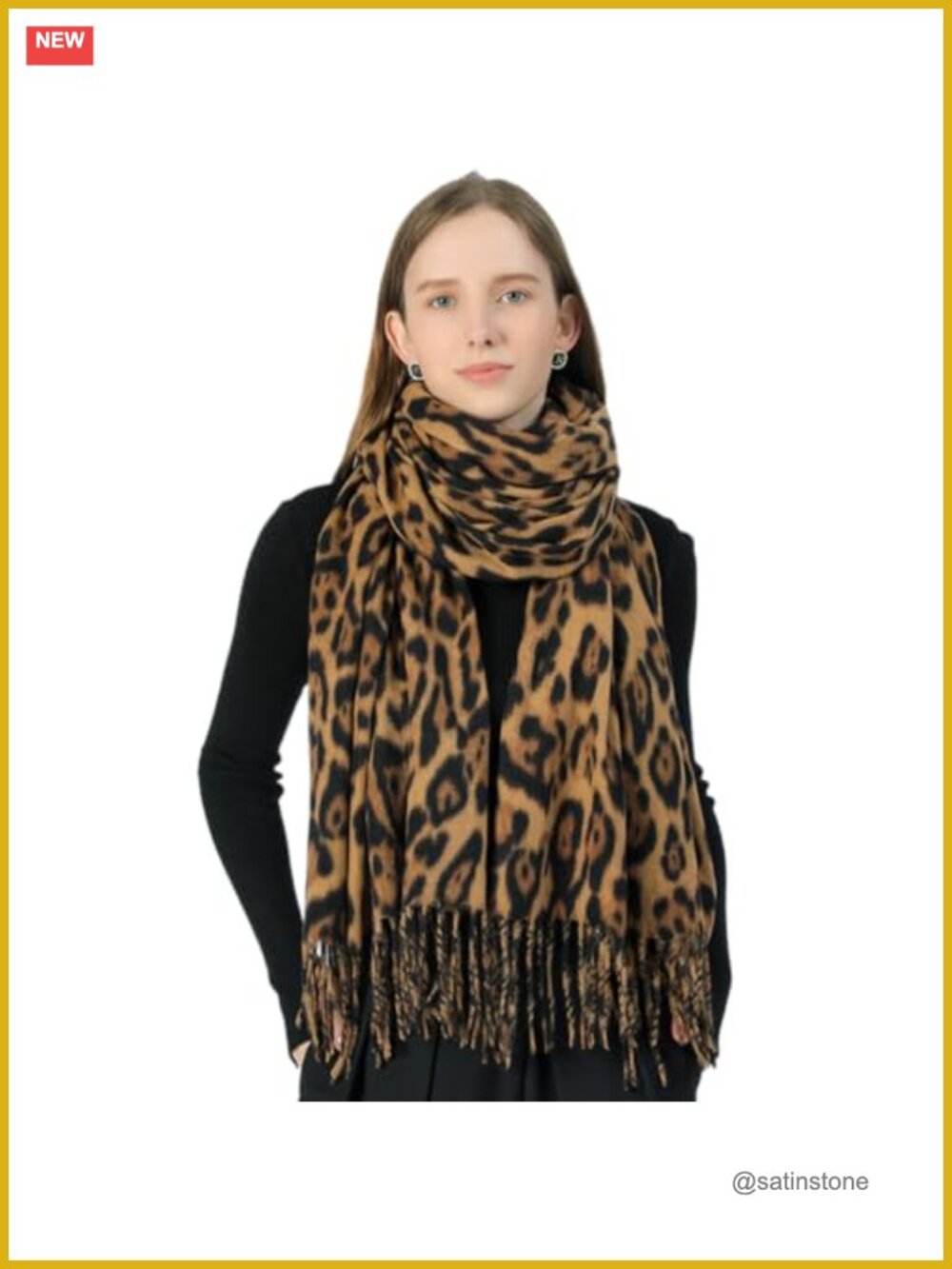 Leopard Print Cashmere Feel Oversized Scarf Wrap Shawl Winter Warm Soft Furry